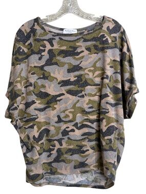 Michael Stars Short-Sleeve Camo Knit Tee - Olive, Gray, Blush